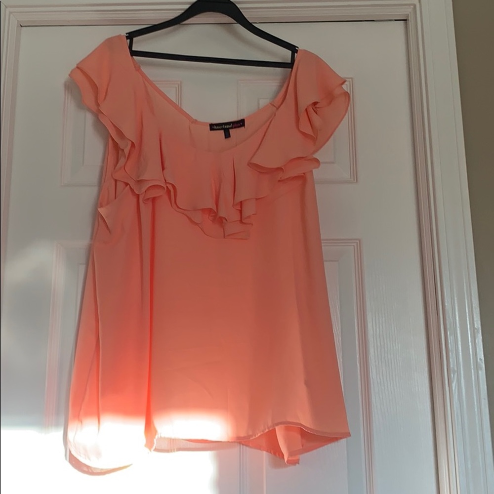 Coral ruffle top